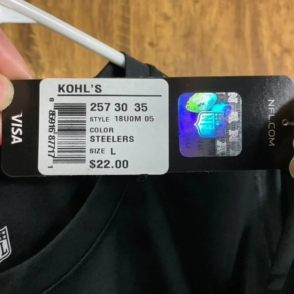 NWT NFL Team Apparel Steelers Black T-Shirt Youth Size Large Polyester - Picture 5 of 6